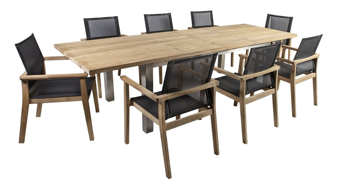 Dining Room Furniture Set Thatcham | size: Length: 100cm, Width: 300cm, Height: 76cm | color: Black/Oak/Grey | image: 0 | variant: 1006525
