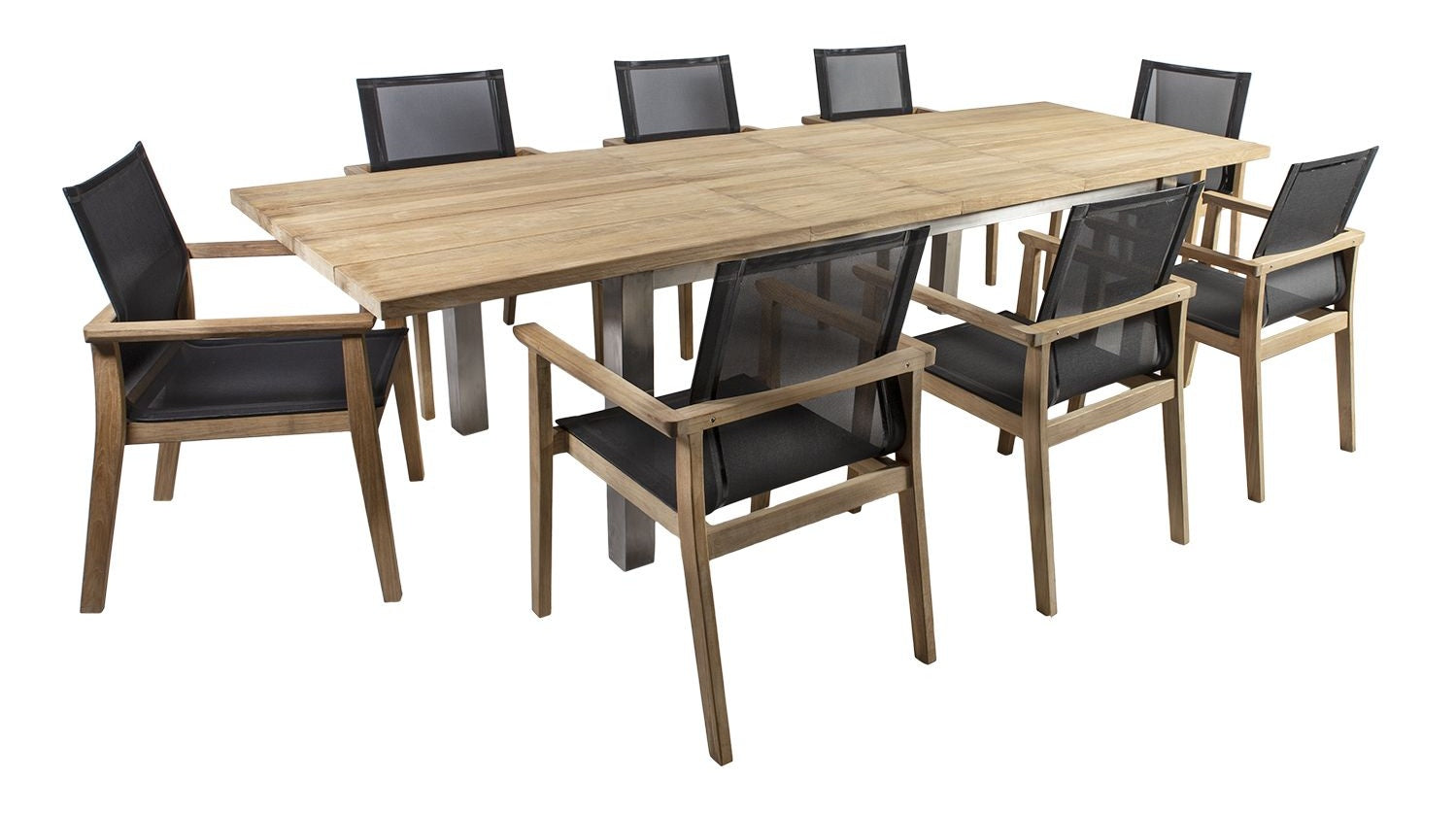 Dining Room Furniture Set Thatcham | size: Length: 100cm, Width: 300cm, Height: 76cm | color: Black/Oak/Grey | image: 0 | variant: 1006525