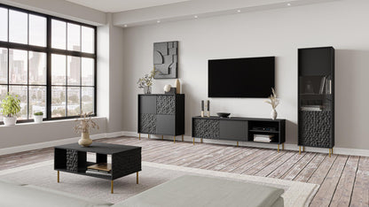 Display Cabinet Bullet | size: Width: 55cm, Height: 185cm, Depth: 41cm | color: Black | image: 2 | variant: 1012960