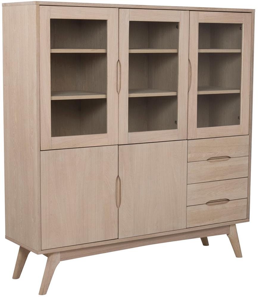 Display Cabinet East Bargoed | size: Width: 140cm, Height: 148cm, Depth: 40cm | color: Oak | image: 1 | variant: 1006180