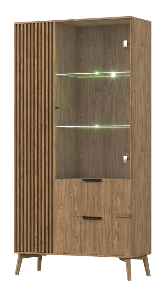 Display Cabinet Entsian | size: Width: 100cm, Height: 192cm, Depth: 60cm | color: Oak | image: 0 | variant: 1017099