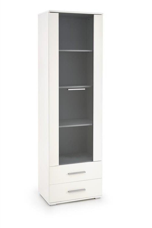 Display Cabinet Lima | size: Width: 60cm, Height: 200cm, Depth: 40cm | color: White/Oak | image: 1 | variant: 1000309