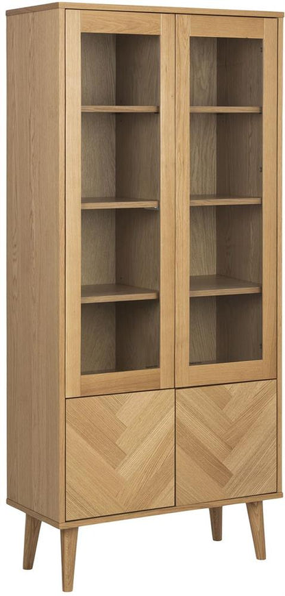 Display Cabinet Nagano | size: Width: 80cm, Height: 178cm, Depth: 37cm | color: Oak | image: 1 | variant: 1017054