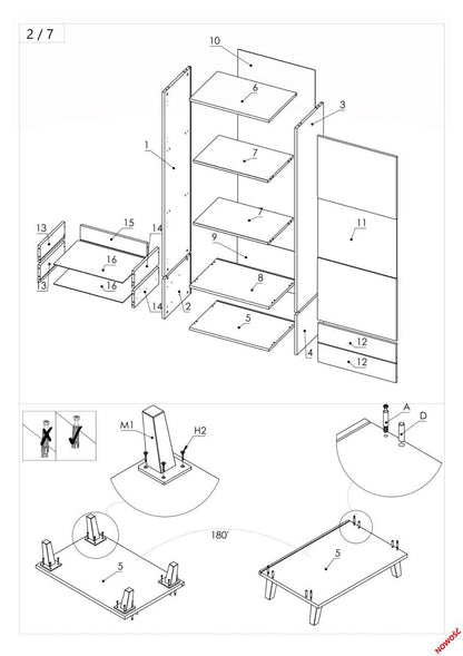 Display Cabinet Nest 1 | size: Width: 60cm, Height: 192cm, Depth: 45cm | color: Black/Oak | image: 1 | variant: 1010900