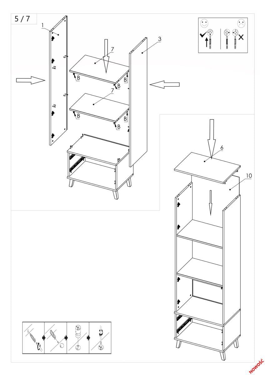 Display Cabinet Nest 1 | size: Width: 60cm, Height: 192cm, Depth: 45cm | color: Black/Oak | image: 5 | variant: 1010900