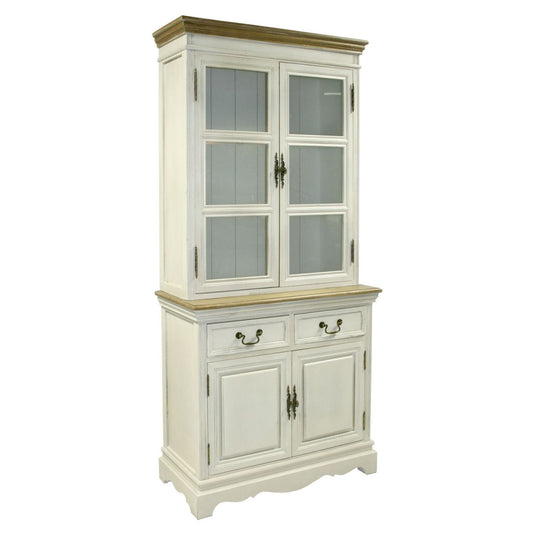 Display Cabinet Samira 2 | size: Width: 85.5cm, Height: 189.5cm, Depth: 39.5cm | color: White/Brown | image: 1 | variant: 1010905