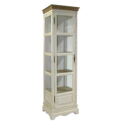 Display Cabinet Samira | size: Width: 49cm, Height: 178cm, Depth: 39cm | color: White/Brown | image: 1 | variant: 1010902