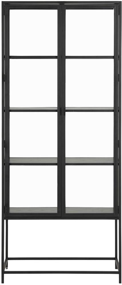 Display Cabinet Seaford 1 | size: Width: 77cm, Height: 185.6cm, Depth: 35cm | color: Black | image: 2 | variant: 1017056