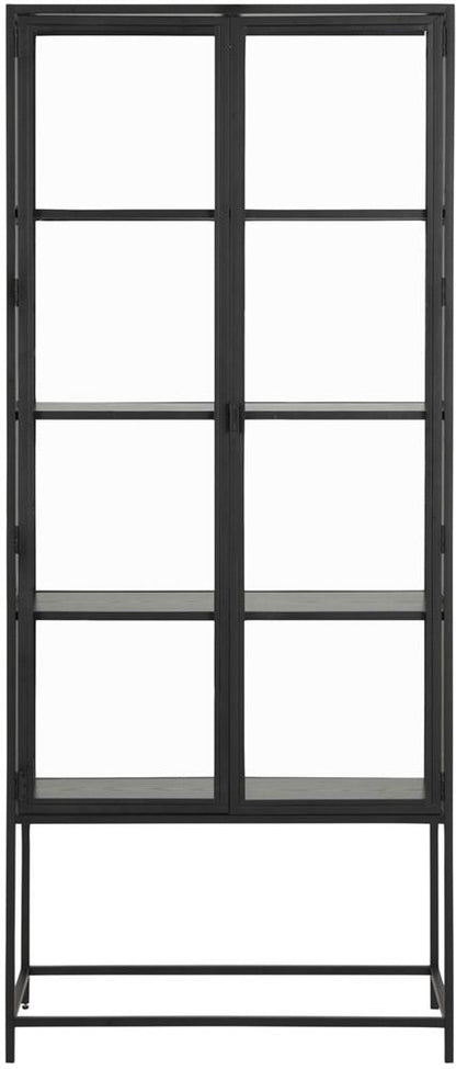 Display Cabinet Seaford 1 | size: Width: 77cm, Height: 185.6cm, Depth: 35cm | color: Black | image: 2 | variant: 1017056