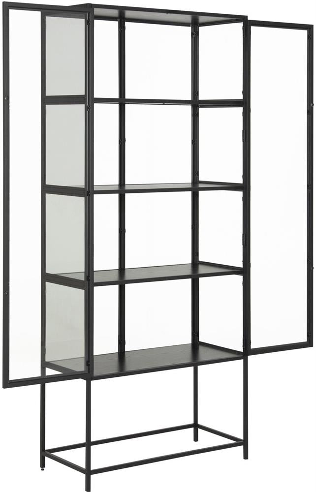 Display Cabinet Seaford 1 | size: Width: 77cm, Height: 185.6cm, Depth: 35cm | color: Black | image: 3 | variant: 1017056