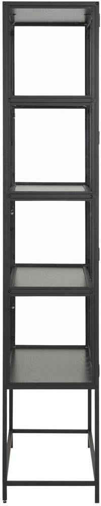 Display Cabinet Seaford 1 | size: Width: 77cm, Height: 185.6cm, Depth: 35cm | color: Black | image: 4 | variant: 1017056