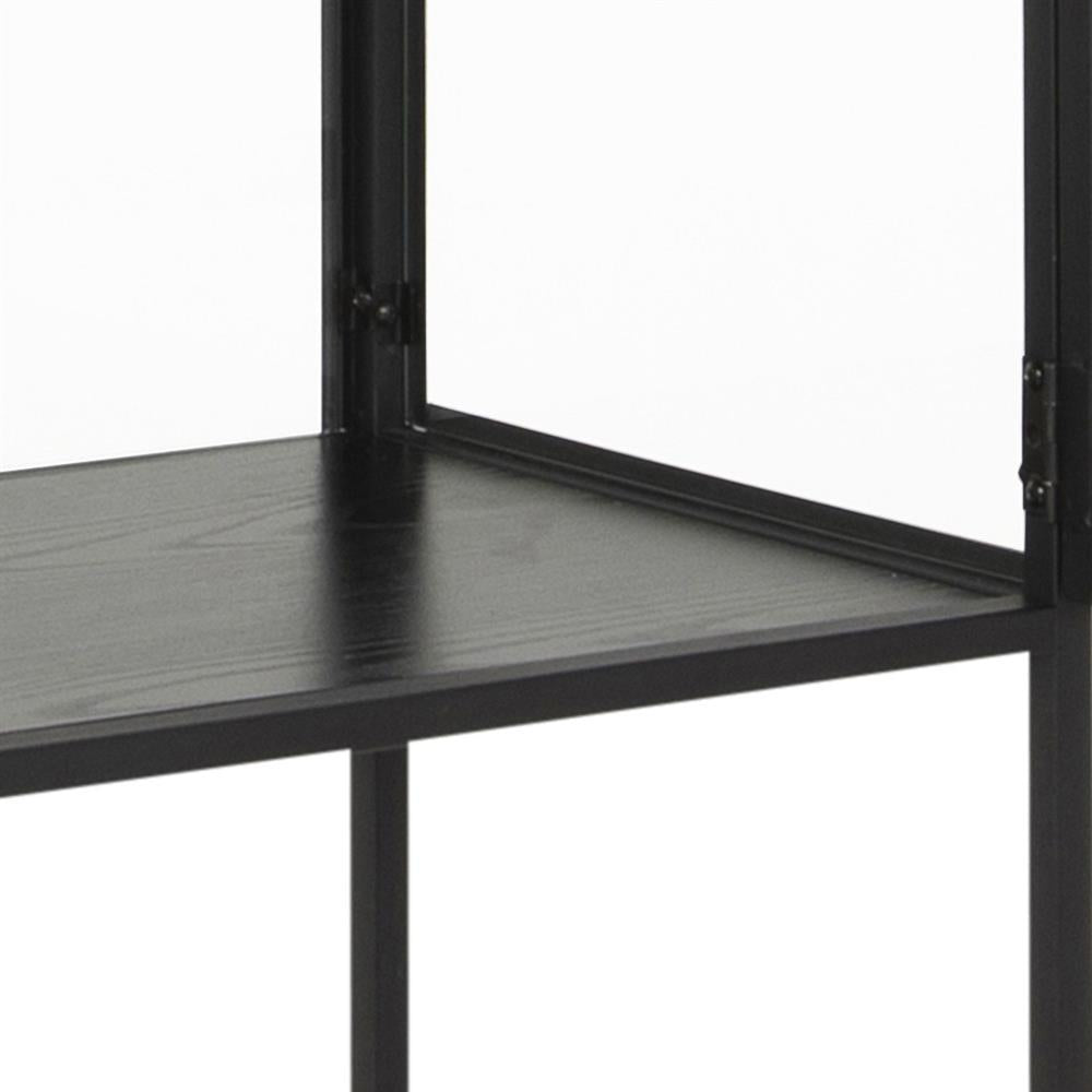 Display Cabinet Seaford 1 | size: Width: 77cm, Height: 185.6cm, Depth: 35cm | color: Black | image: 6 | variant: 1017056