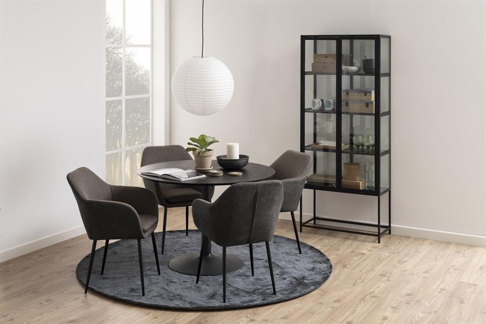 Display Cabinet Seaford 1 | size: Width: 77cm, Height: 185.6cm, Depth: 35cm | color: Black | image: 7 | variant: 1017056