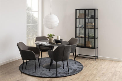 Display Cabinet Seaford 1 | size: Width: 77cm, Height: 185.6cm, Depth: 35cm | color: Black | image: 7 | variant: 1017056