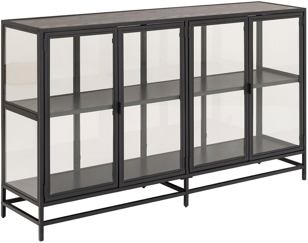 Display Cabinet Seaford | size: Width: 152.4cm, Height: 86.4cm, Depth: 35cm | color: Black | image: 1 | variant: 1017055
