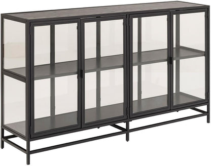 Display Cabinet Seaford | size: Width: 152.4cm, Height: 86.4cm, Depth: 35cm | color: Black | image: 1 | variant: 1017055