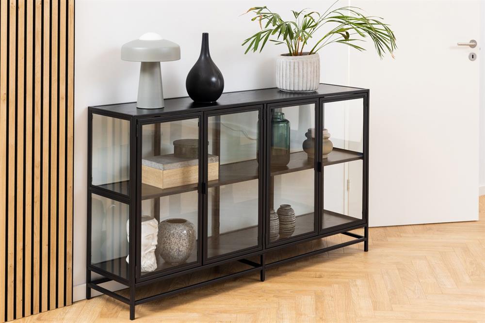 Display Cabinet Seaford | size: Width: 152.4cm, Height: 86.4cm, Depth: 35cm | color: Black | image: 8 | variant: 1017055