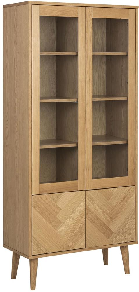 Display Cabinet Turin | size: Width: 80cm, Height: 178cm, Depth: 37cm | color: Oak | image: 1 | variant: 1006182