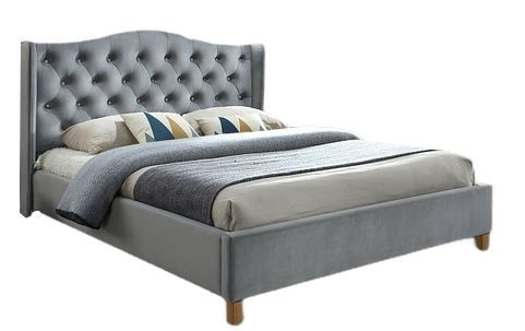 Double Bed Aspen Velvet 1 | size: Length: 216cm, Width: 198cm, Height: 124cm | color: Gray | image: 0 | variant: 1010124