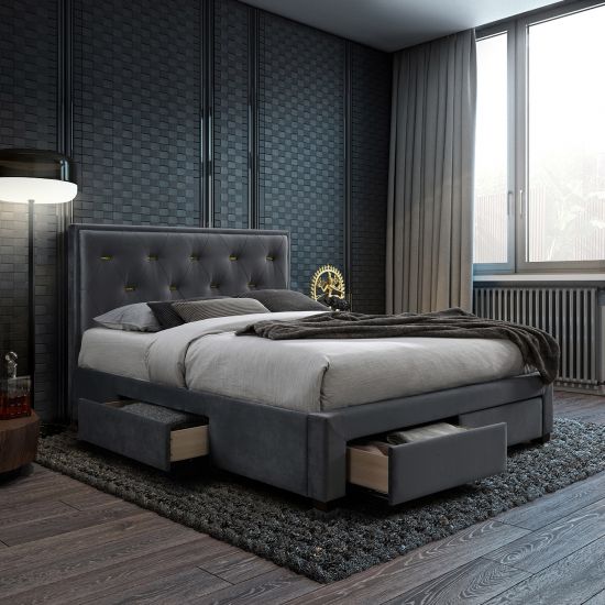 Double Bed East Abercynon | size: Length: 216.5cm, Width: 165cm, Height: 116cm | color: Gray | image: 1 | variant: 1005804