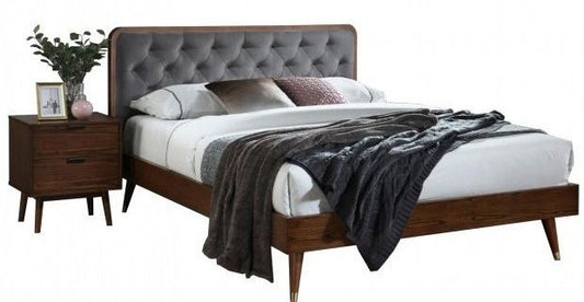 Double Bed East Athens | size: Length: 208cm, Width: 162cm, Height: 102cm | color: Grey/Walnut | image: 1 | variant: 1006687