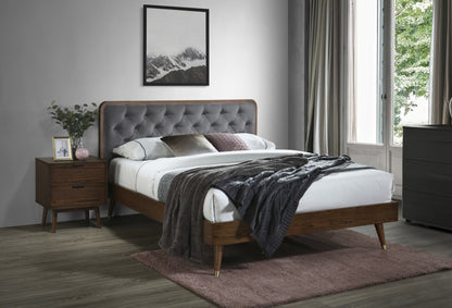 Double Bed East Athens | size: Length: 208cm, Width: 162cm, Height: 102cm | color: Grey/Walnut | image: 2 | variant: 1006687