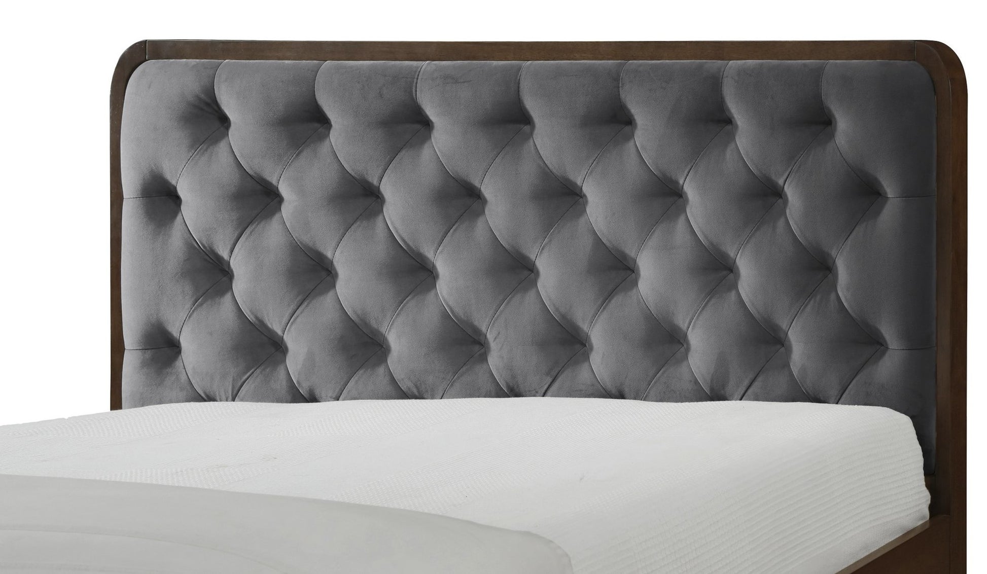 Double Bed East Athens | size: Length: 208cm, Width: 162cm, Height: 102cm | color: Grey/Walnut | image: 4 | variant: 1006687