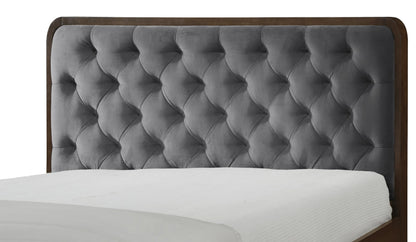 Double Bed East Athens | size: Length: 208cm, Width: 162cm, Height: 102cm | color: Grey/Walnut | image: 4 | variant: 1006687