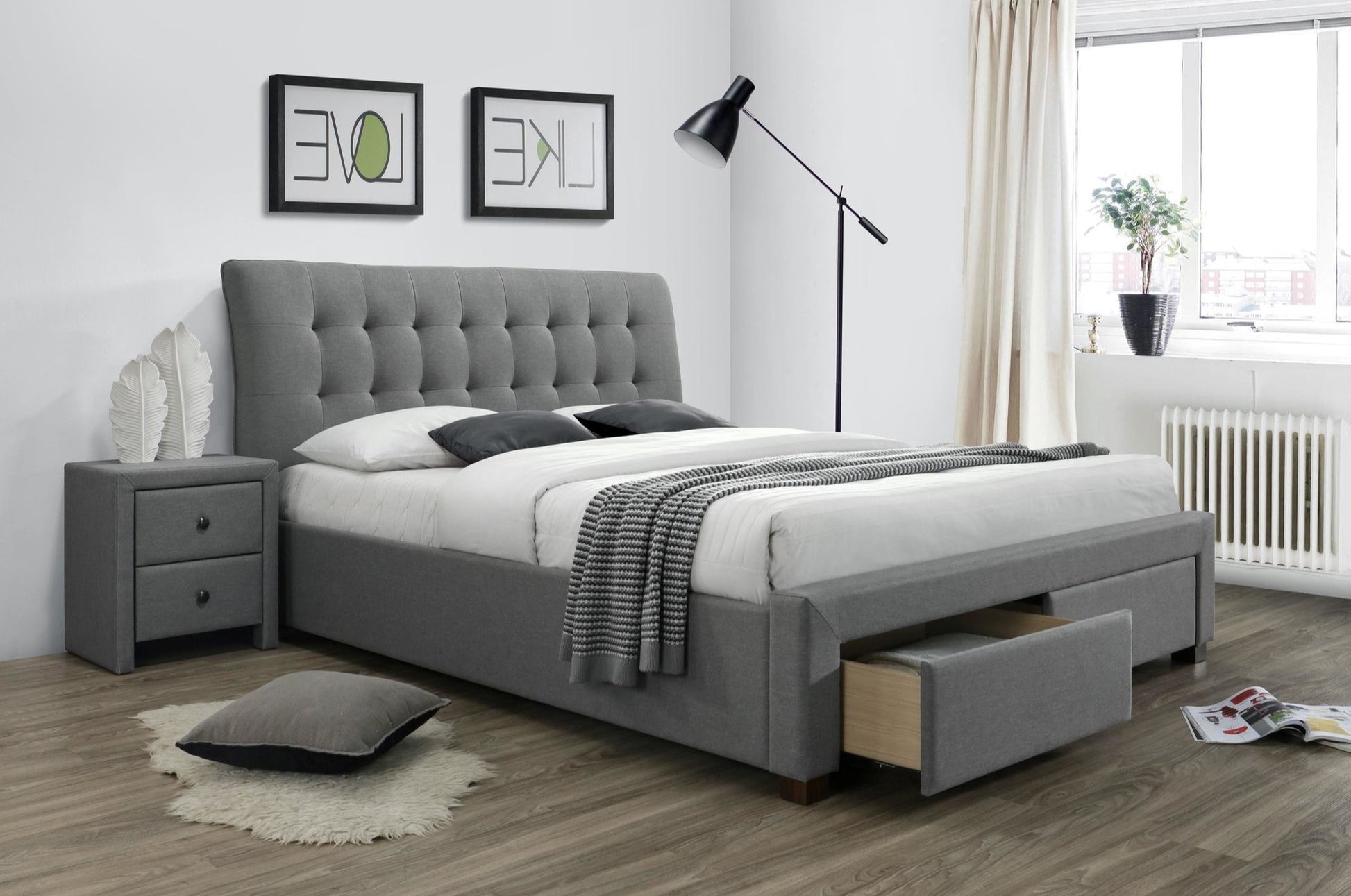Double Bed East Auckland | size: Length: 220cm, Width: 173cm, Height: 109cm | color: Gray | image: 2 | variant: 1006690