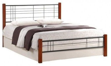 Double Bed East Avellino | size: Length: 206cm, Width: 166cm, Height: 106cm | color: Black/cherry wood | image: 1 | variant: 1006665