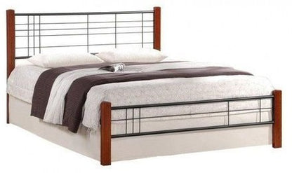 Double Bed East Avellino | size: Length: 206cm, Width: 166cm, Height: 106cm | color: Black/cherry wood | image: 1 | variant: 1006665