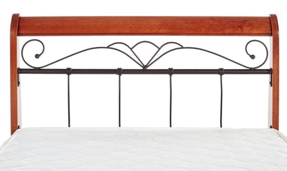 Double Bed East Benevento | size: Length: 219cm, Width: 162cm, Height: 101cm | color: Black/cherry wood | image: 3 | variant: 1006668