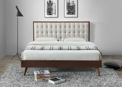 Double Bed East Fermo | size: Length: 209cm, Width: 166cm, Height: 106cm | color: Beige/Walnut | image: 3 | variant: 1006682