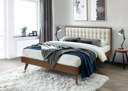 Double Bed East Fermo | size: Length: 209cm, Width: 166cm, Height: 106cm | color: Beige/Walnut | image: 5 | variant: 1006682