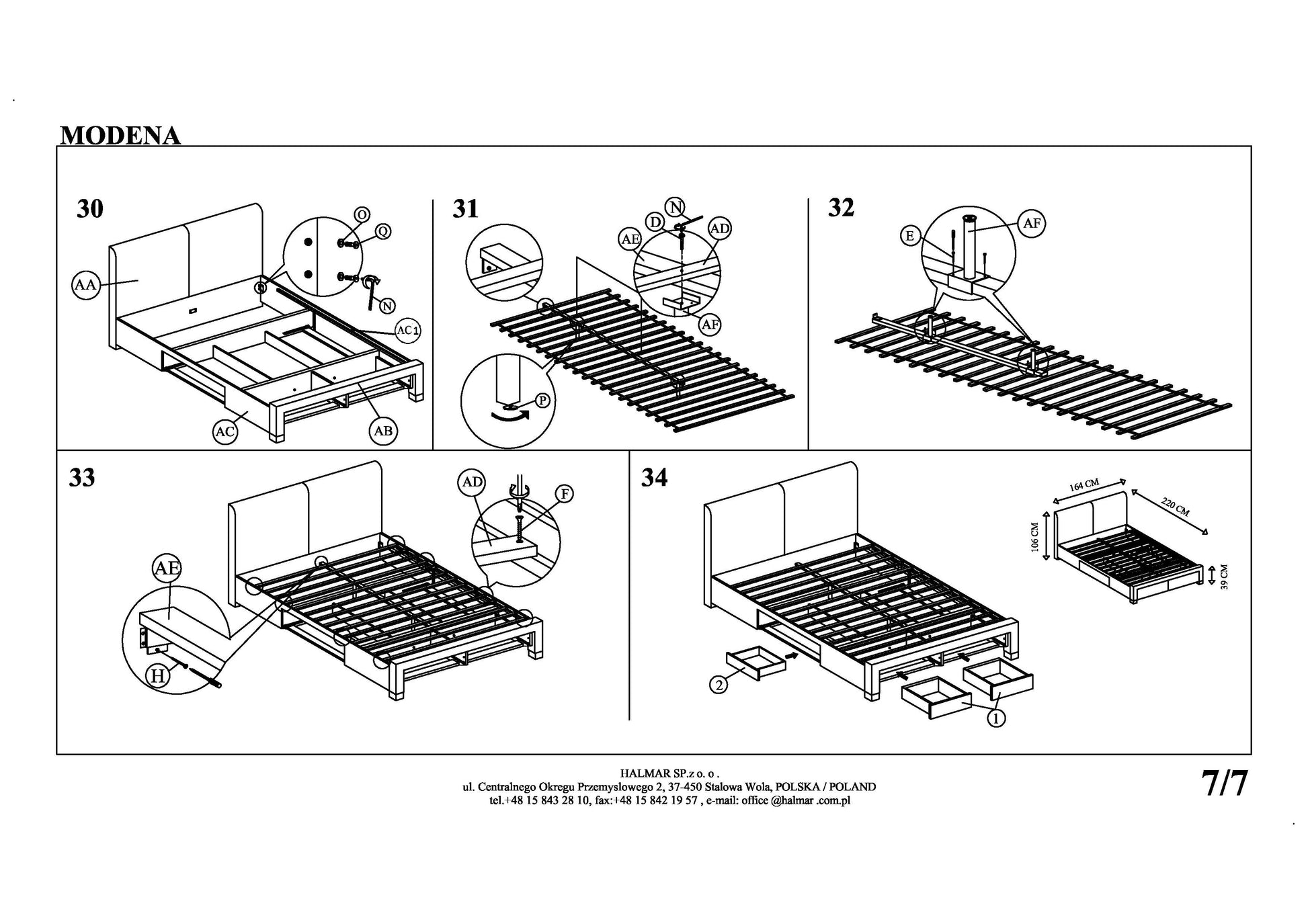 Double Bed East Gloucester | size: Length: 220cm, Width: 144cm, Height: 106cm | color: Gray | image: 10 | variant: 1006691