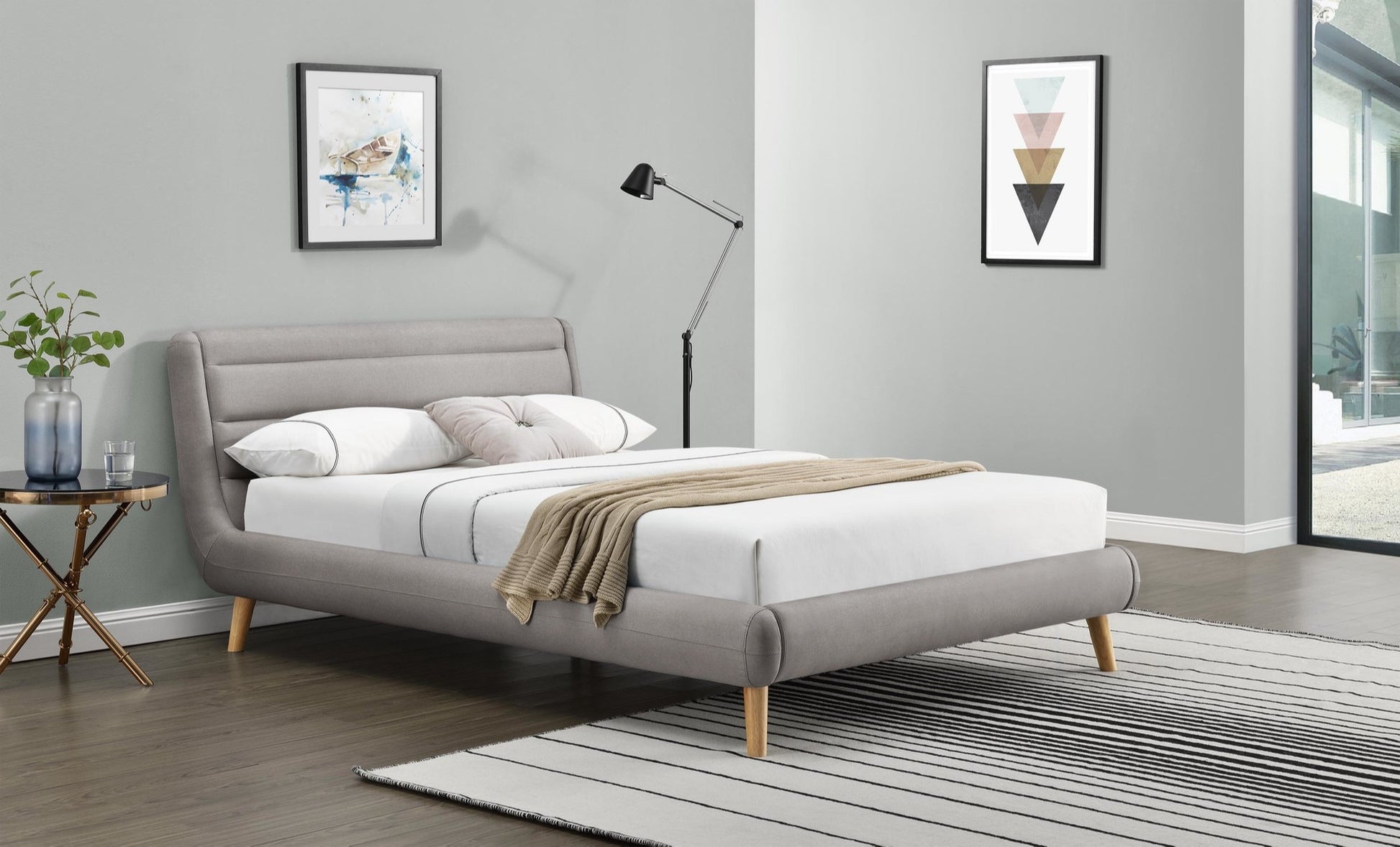 Double Bed East Imperia | size: Length: 232cm, Width: 159cm, Height: 86cm | color: Gray | image: 2 | variant: 1006672