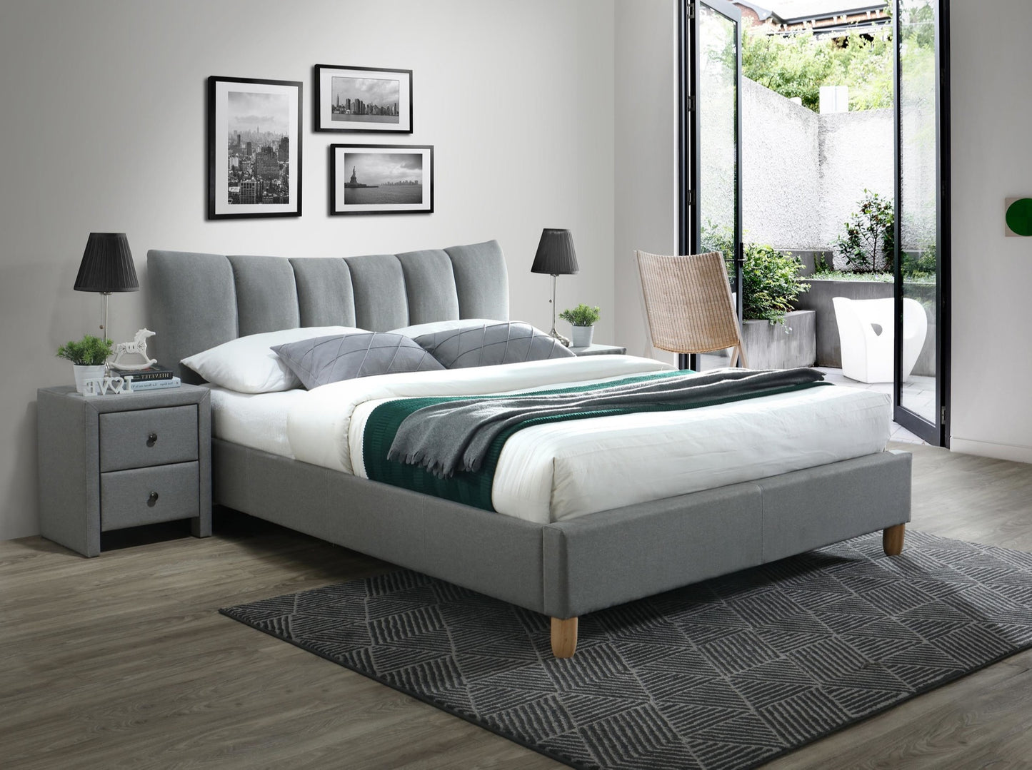 Double Bed East La Spezia | size: Length: 217cm, Width: 174cm, Height: 100cm | color: Gray | image: 2 | variant: 1006679