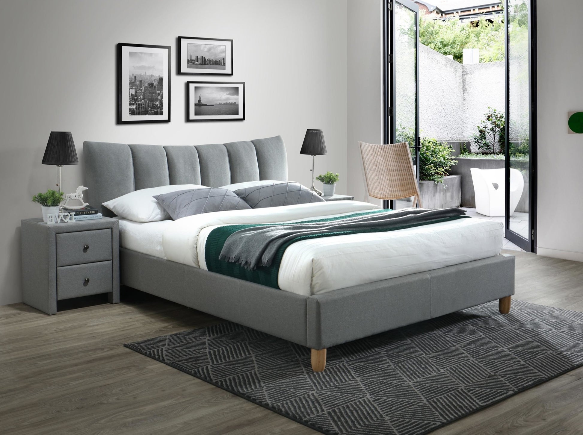 Double Bed East La Spezia | size: Length: 217cm, Width: 174cm, Height: 100cm | color: Gray | image: 2 | variant: 1006679