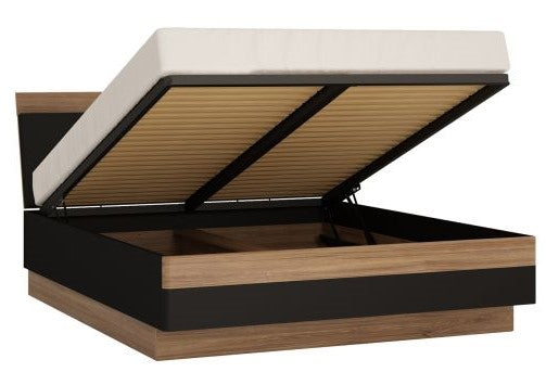 Double Bed East Linkoping | size: Length: 222cm, Width: 165cm, Height: 100cm | color: Brown/Black | image: 3 | variant: 1005816