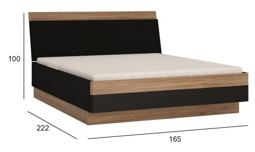 Double Bed East Linkoping | size: Length: 222cm, Width: 165cm, Height: 100cm | color: Brown/Black | image: 4 | variant: 1005816