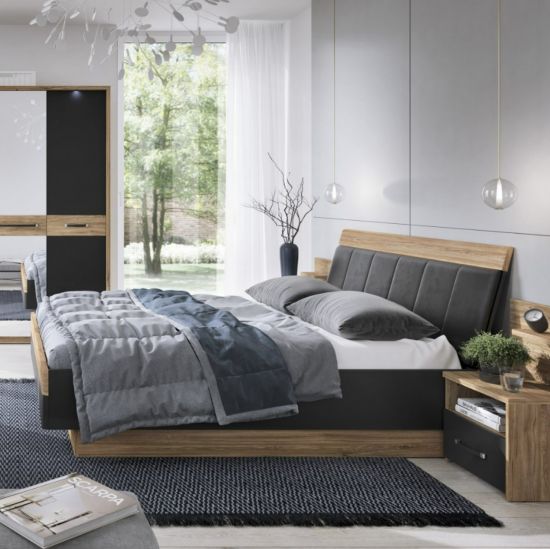 Double Bed East Linkoping | size: Length: 222cm, Width: 165cm, Height: 100cm | color: Brown/Black | image: 5 | variant: 1005816