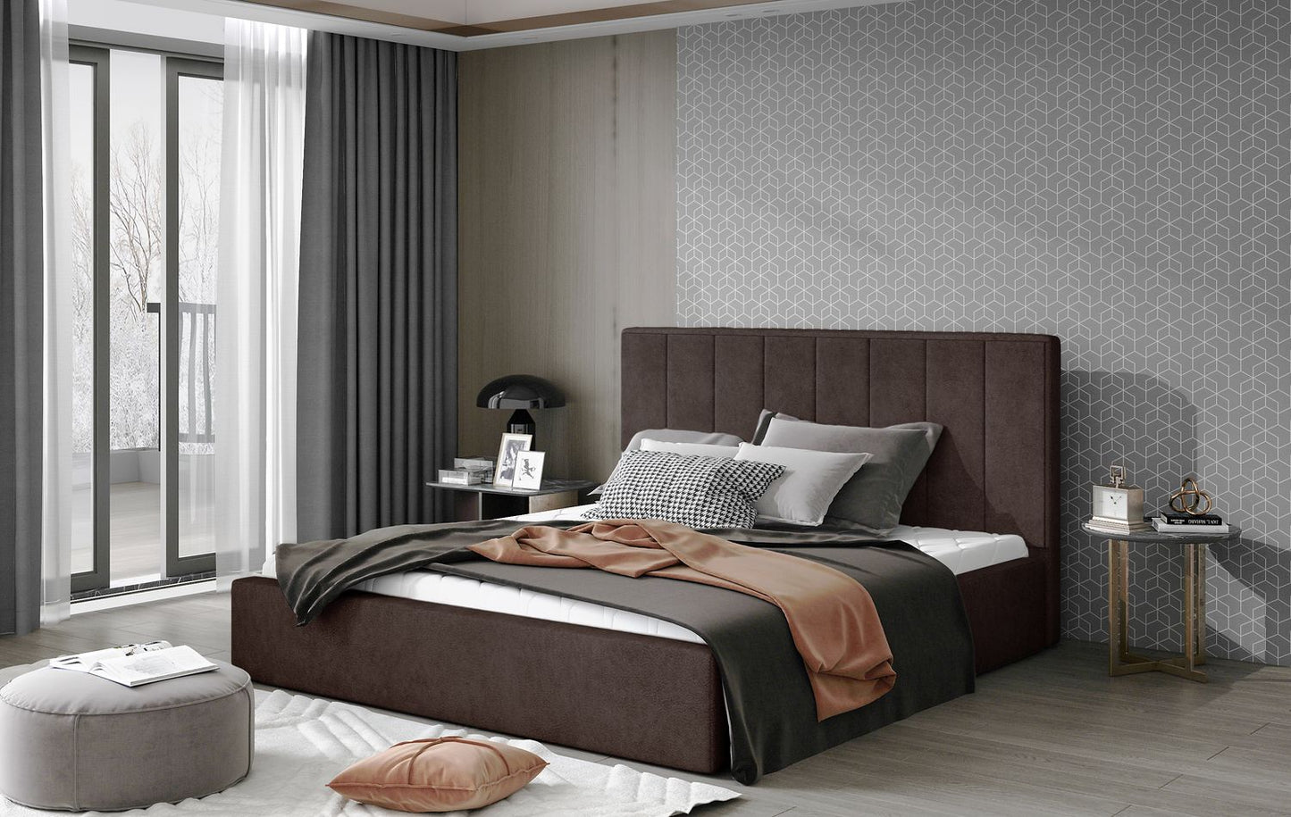 Double Bed East Oldham 2 | size: Length: 223cm, Width: 200cm, Height: 93cm | color: Dora | image: 1 | variant: 1010670