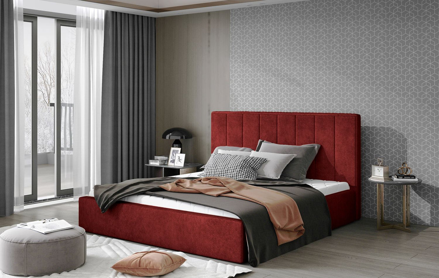 Double Bed East Oldham 2 | size: Length: 223cm, Width: 200cm, Height: 93cm | color: Dora | image: 1 | variant: 1010671