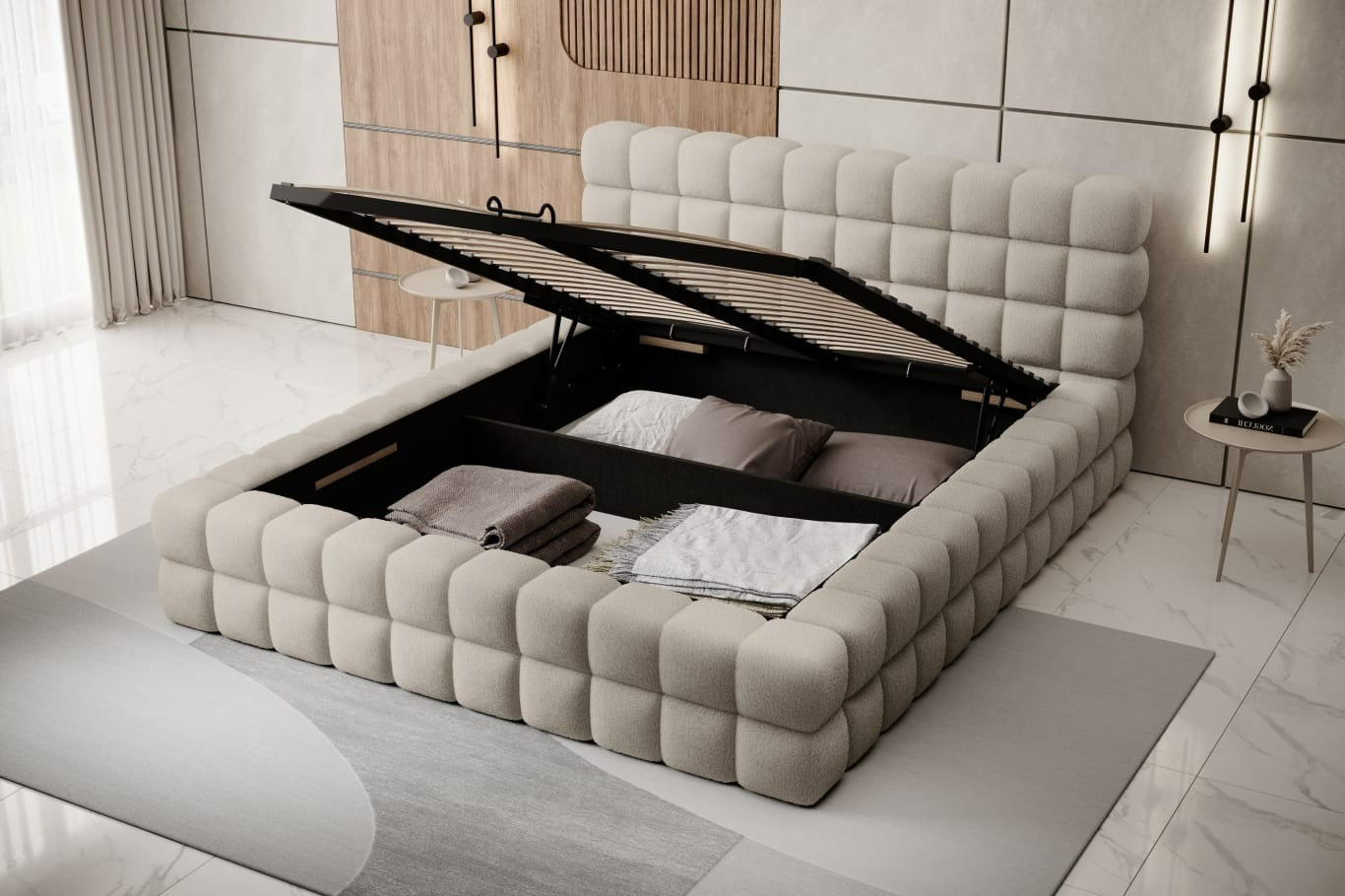 Double Bed East Petersburg 2 | size: Length: 225cm, Width: 224cm, Height: 104cm | color: Royal | image: 3 | variant: 1011072