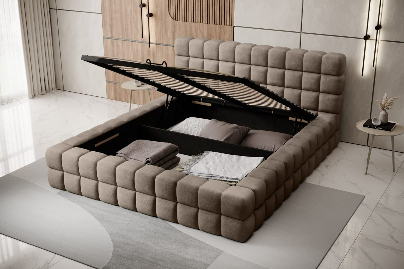 Double Bed East Petersburg | size: Length: 225cm, Width: 184cm, Height: 104cm | color: Amore | image: 2 | variant: 1011040