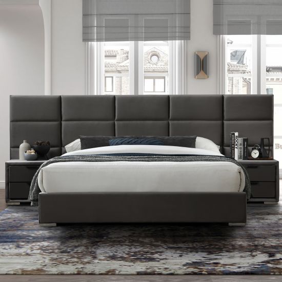 Double Bed East Walton | size: Length: 214cm, Width: 267cm, Height: 105.5cm | color: Gray | image: 1 | variant: 1005201