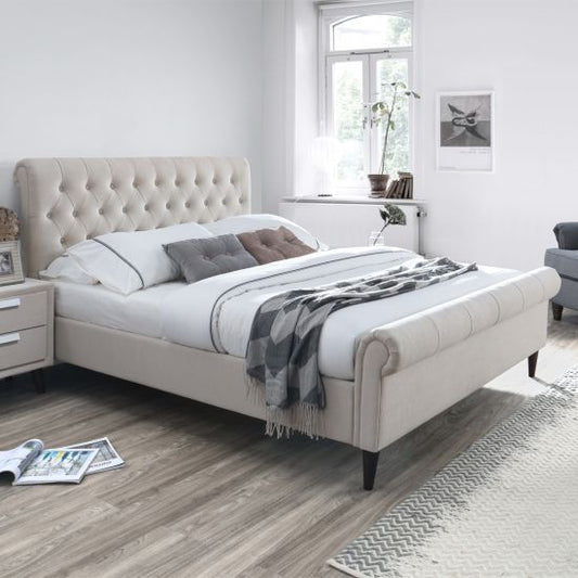 Double Bed Lucia | size: Length: 234cm, Width: 167.5cm, Height: 110cm | color: Beige | image: 1 | variant: 1012053