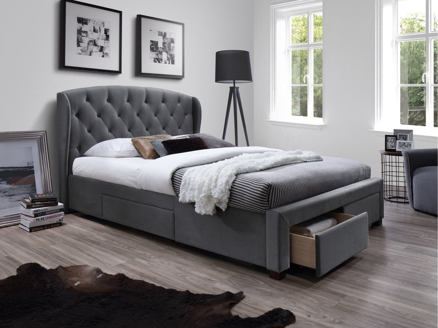 Double Bed Manila | size: Length: 218cm, Width: 171cm, Height: 111cm | color: Gray | image: 2 | variant: 1003389