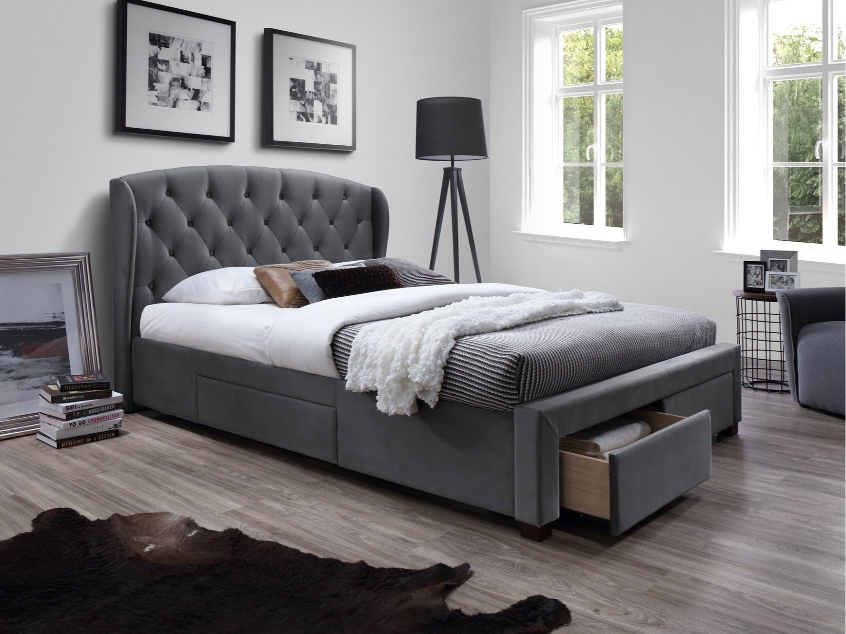 Double Bed Manila | size: Length: 218cm, Width: 171cm, Height: 111cm | color: Gray | image: 2 | variant: 1003389