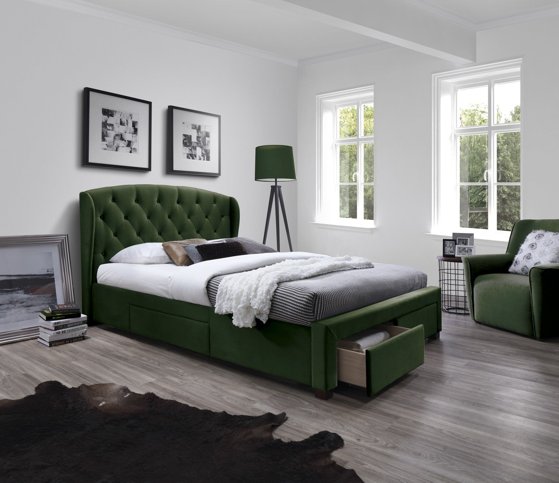 Double Bed Manila | size: Length: 218cm, Width: 171cm, Height: 111cm | color: Green | image: 2 | variant: 1003390